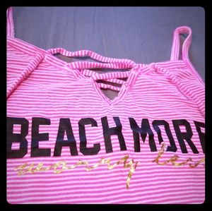 NWOT Pink striped Swim cover/pajama dress